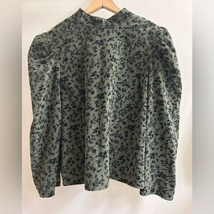 Time and Tru Green Floral Blouse